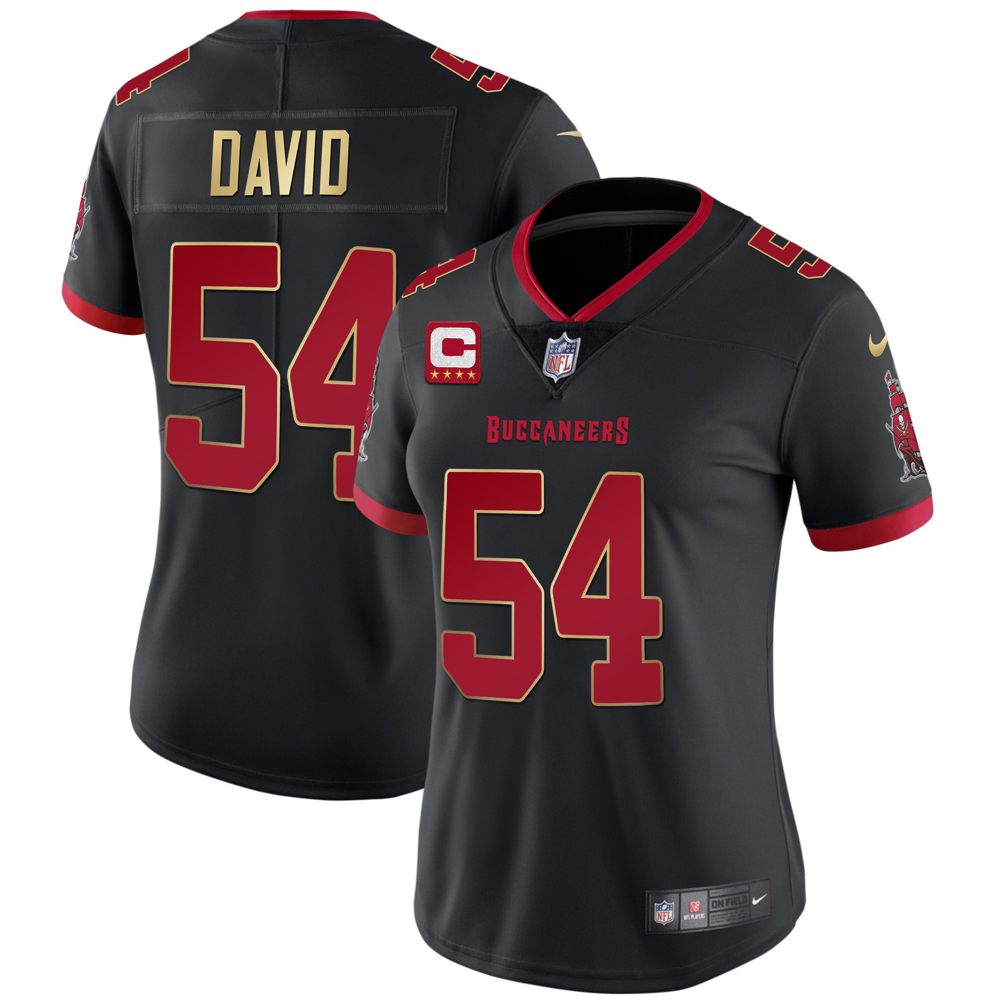 Lavonte David Women's Tampa Bay Buccaneers Vapor Gold Black Red Jersey - All Stitched 