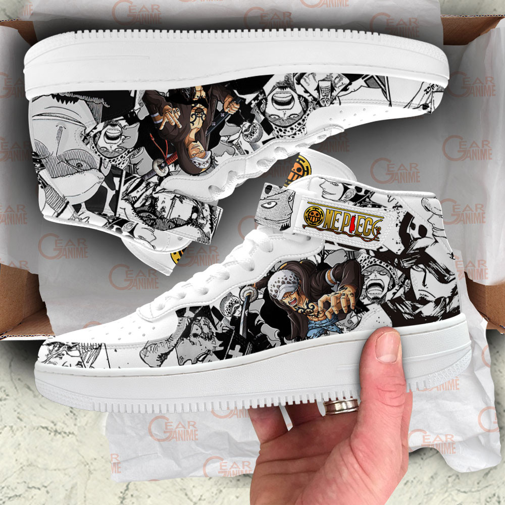 Law Sneakers Air Mid One Piece Custom Anime Shoes Mix Manga