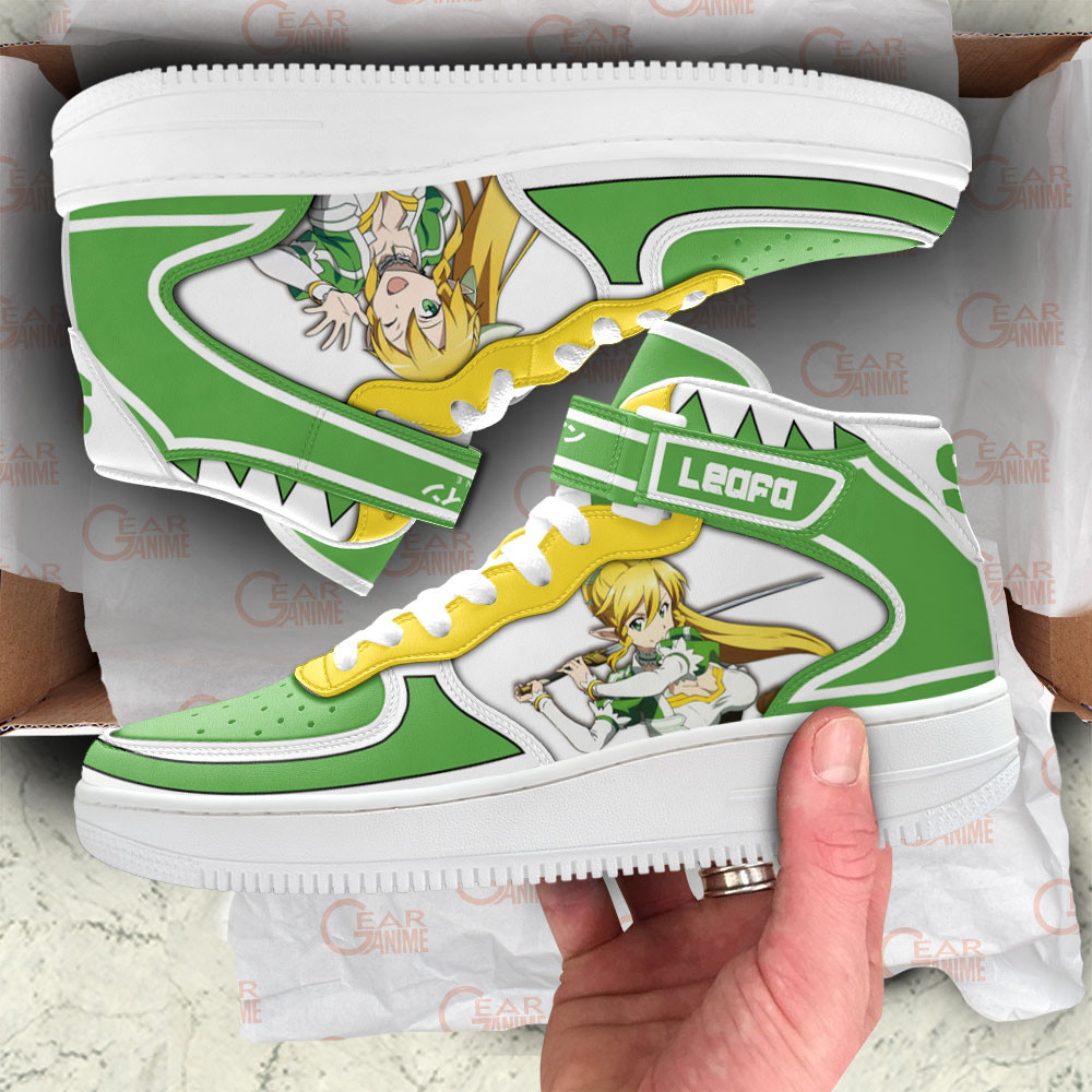 Leafa Sneakers Air Mid Custom Sword Art Online Anime Shoes