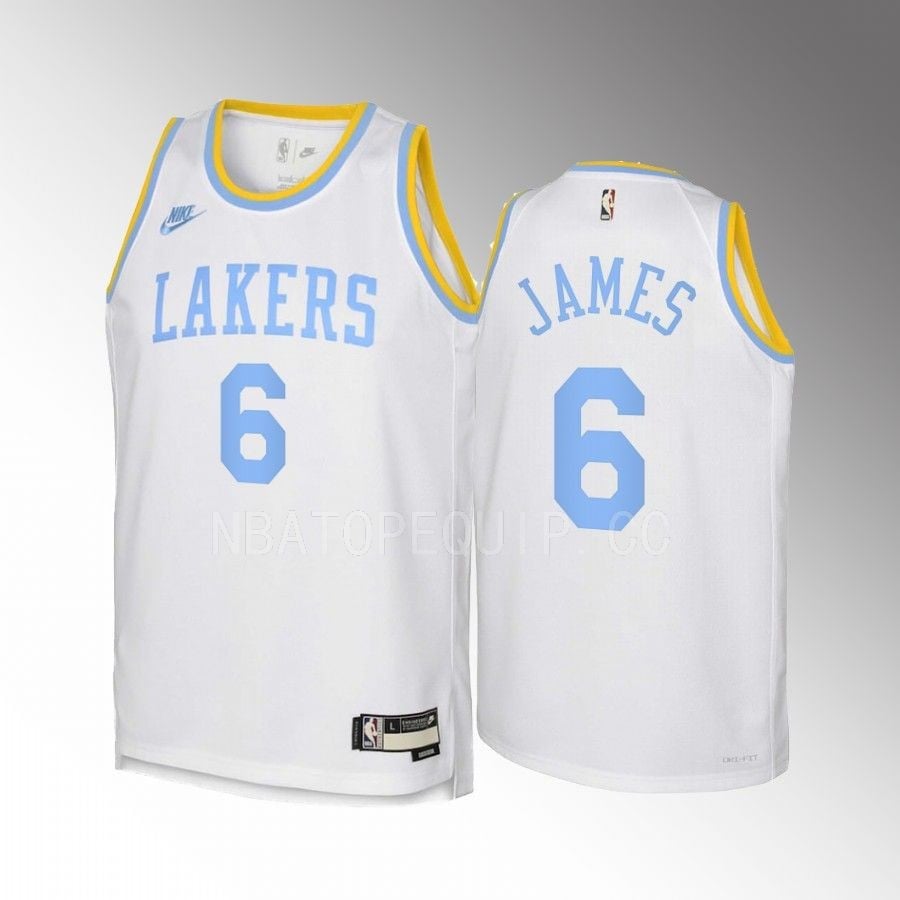 LeBron James 6 Los Angeles Lakers 2022-23 Classic Edition White Youth Jersey – Swingman