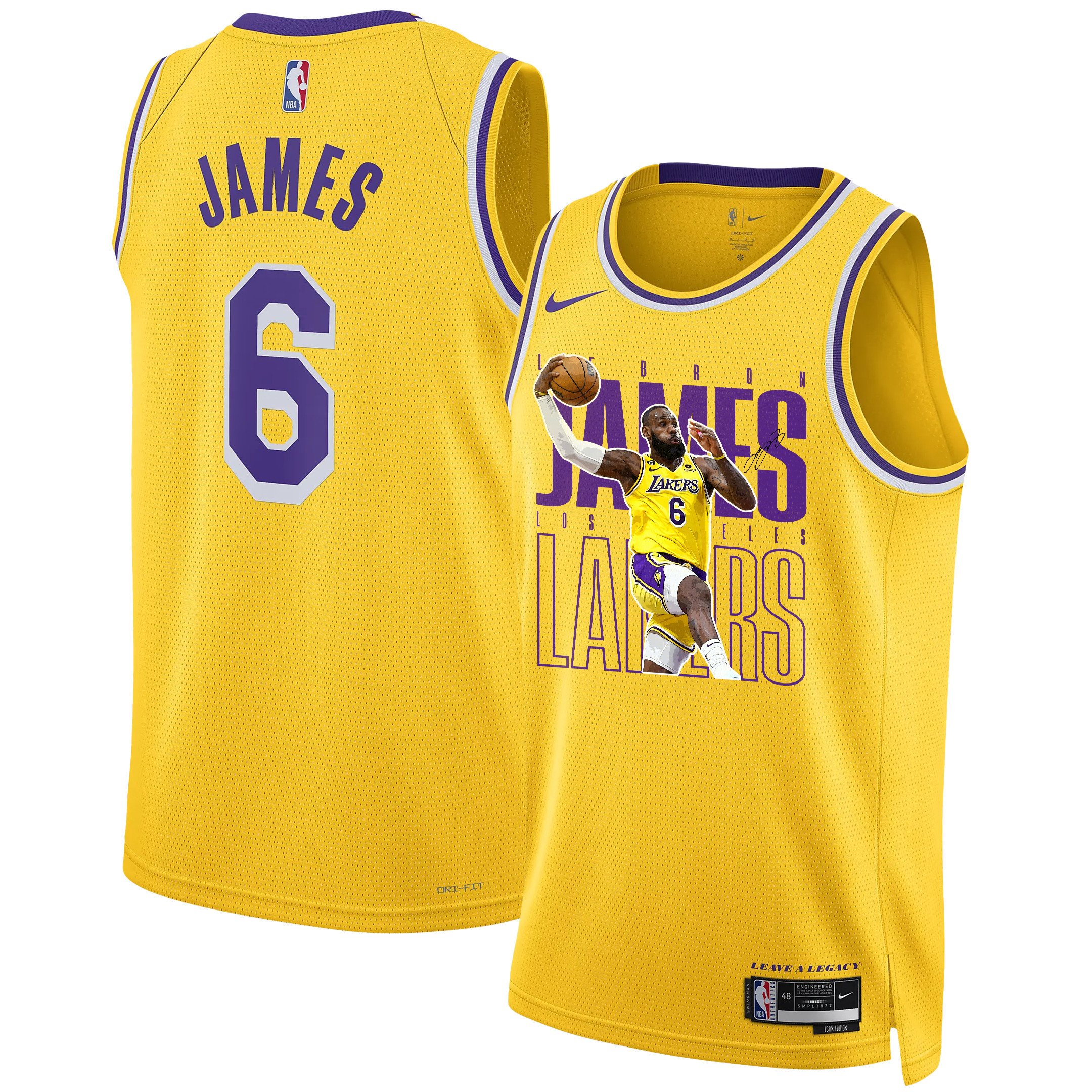 LeBron James 6 Los Angeles Lakers Legacy 2022-23 Jersey – Screen Print Graphics