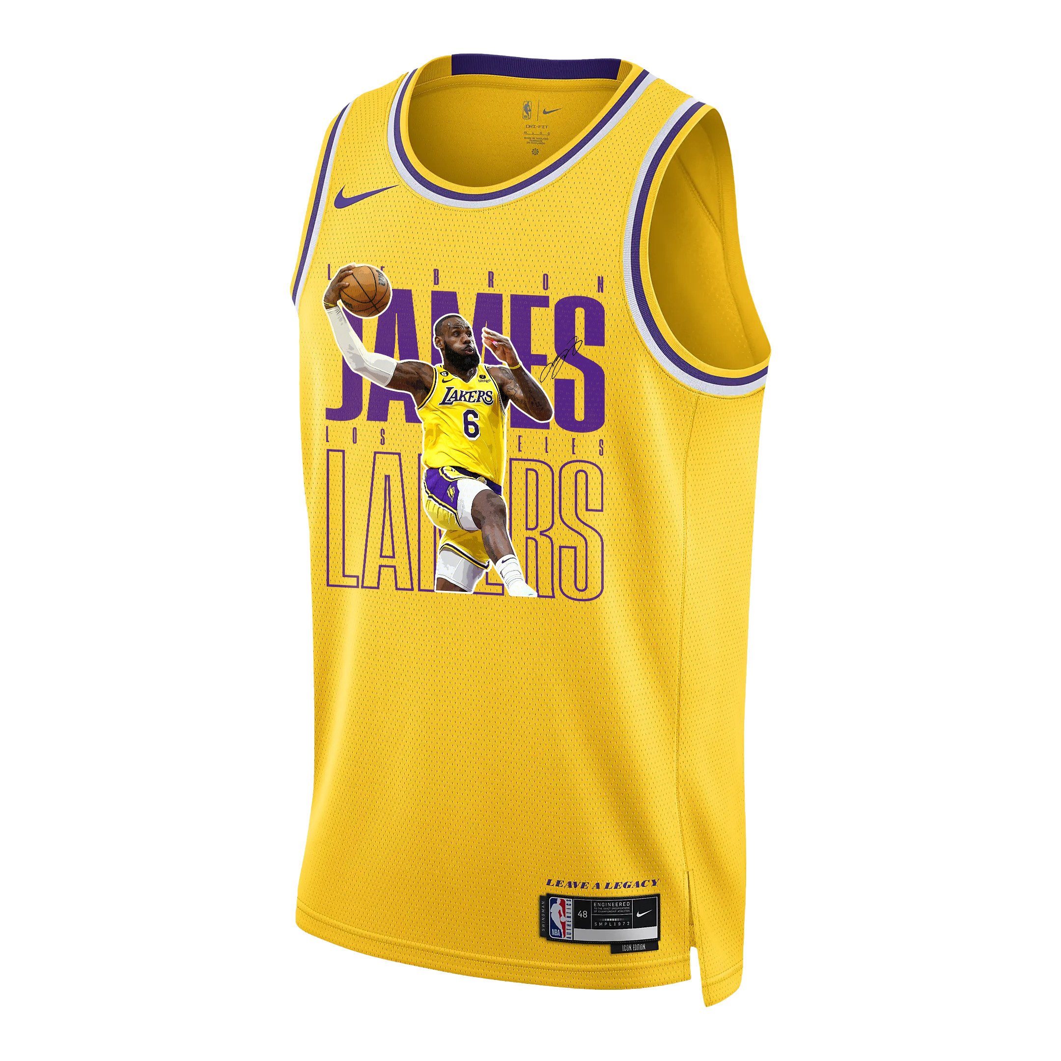 LeBron James 6 Los Angeles Lakers Legacy 2022-23 Jersey – Screen Print Graphics