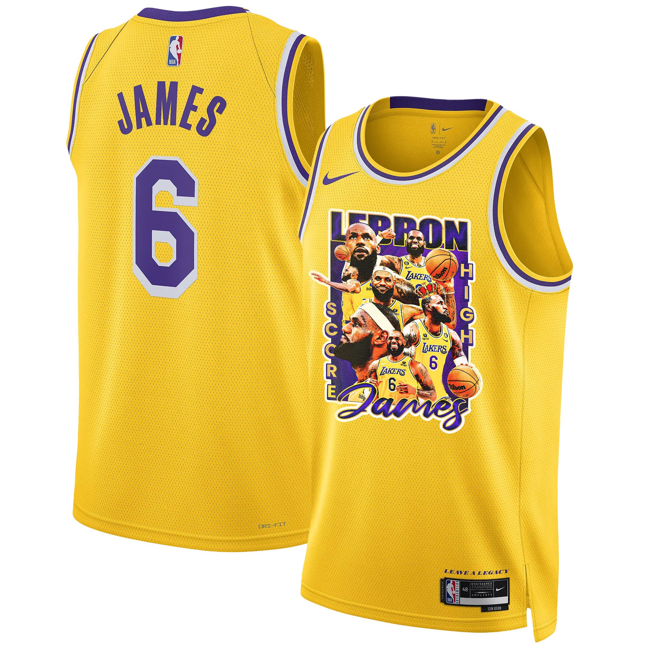 LeBron James Champion Style Los Angeles Lakers 2022-23 Jersey – Screen Print Graphics