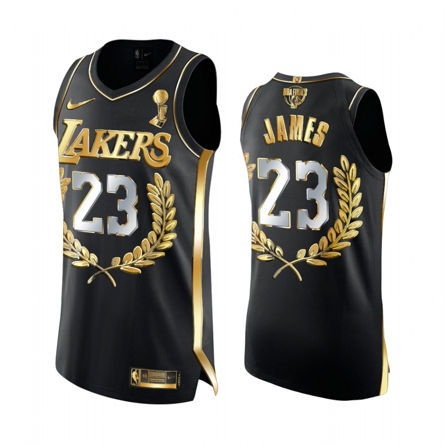 LeBron James Los Angeles Lakers 2020 FMVP Black Jersey Awards Golden Limited