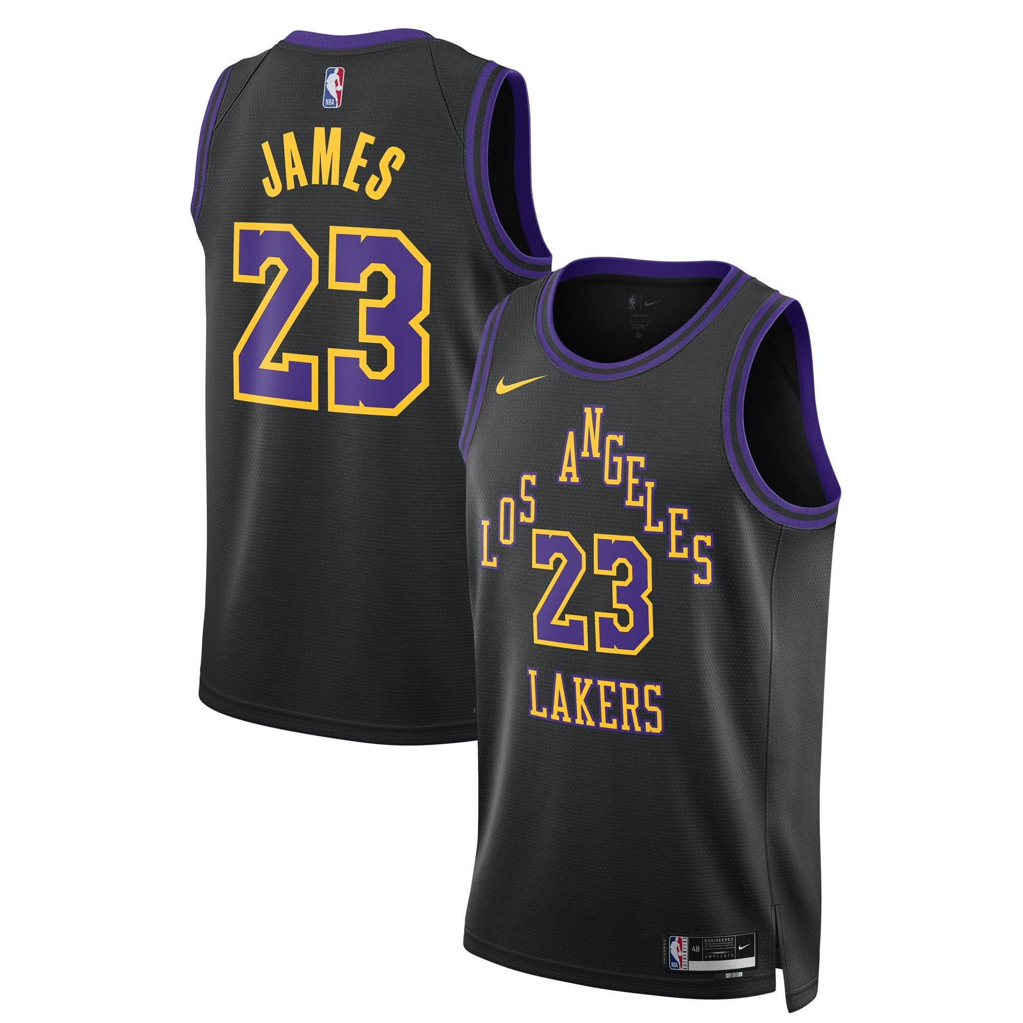 LeBron James Los Angeles Lakers 2023/24 Swingman City Edition Black Jersey - All Stitched