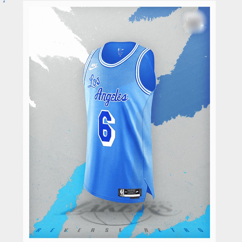 LeBron James Los Angeles Lakers Blue #6 Jersey NBA Reverse Retro