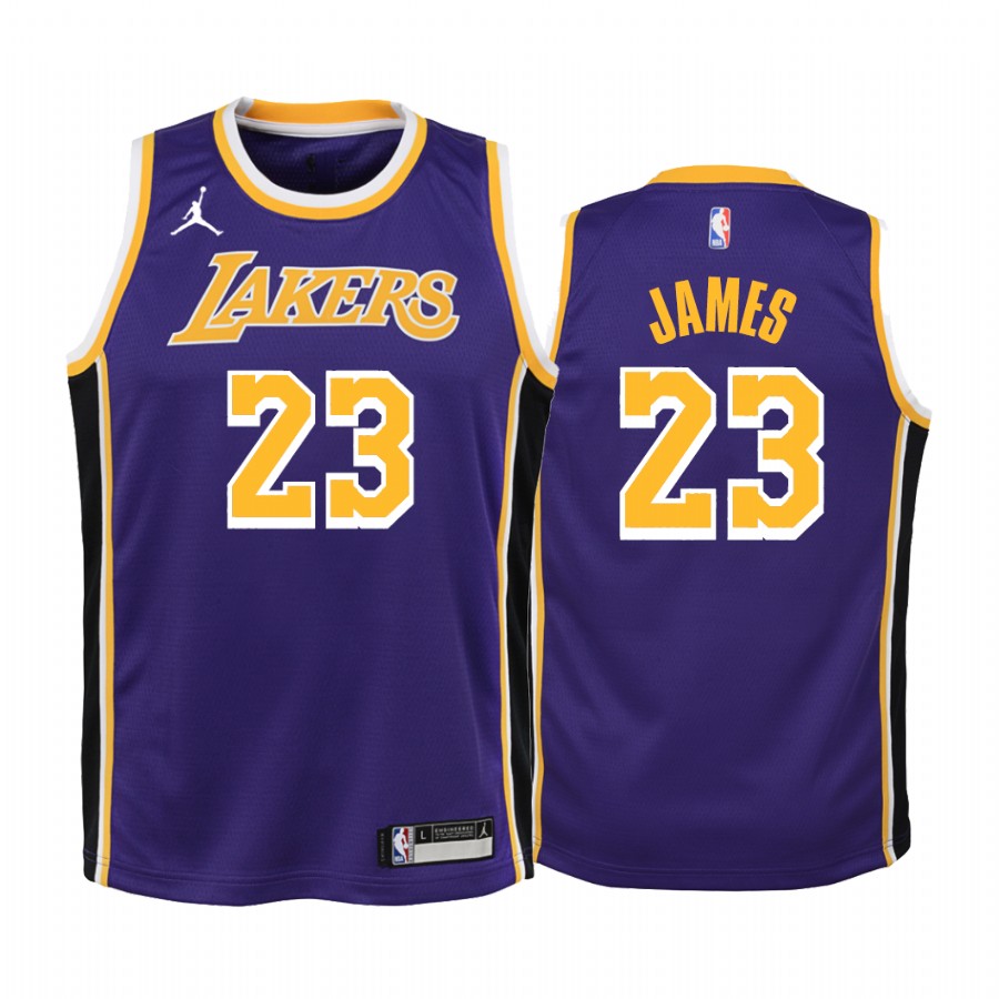 LeBron James Los Angeles Lakers Youth Purple Statement Jersey Jumpman