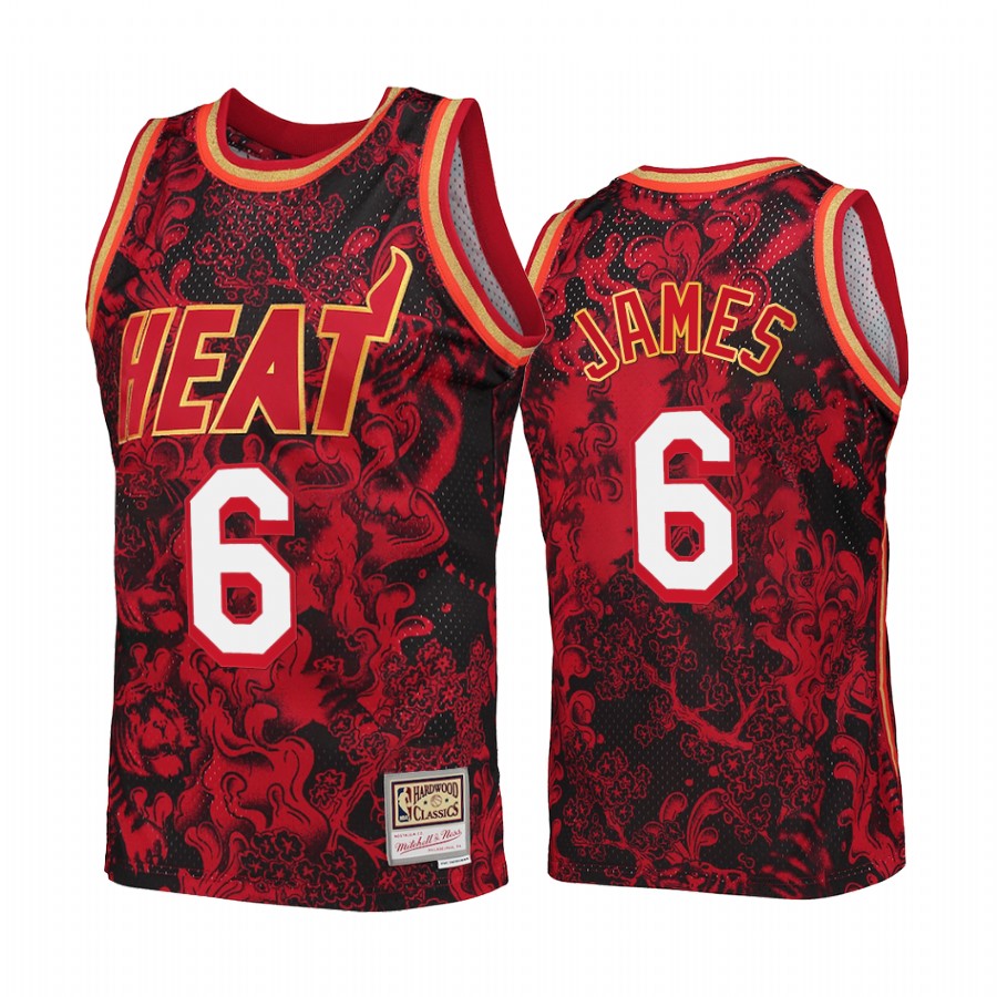 LeBron James Lunar New Year 2022 Miami Heat Red Jersey Mitchell Ness