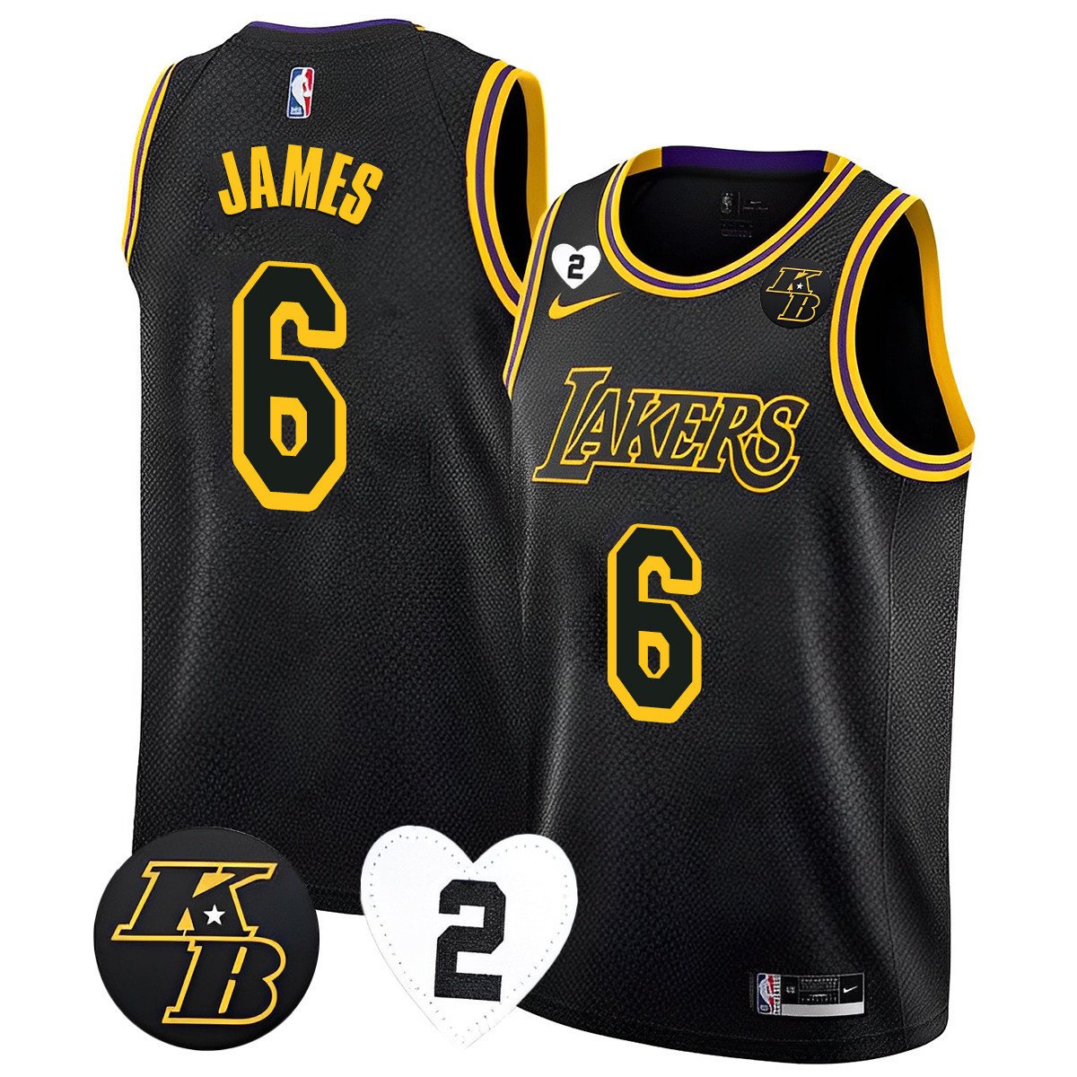 LeBron James Men's Los Angeles Lakers 2023 Collection Kobe & GiGi Jersey - All Stitched