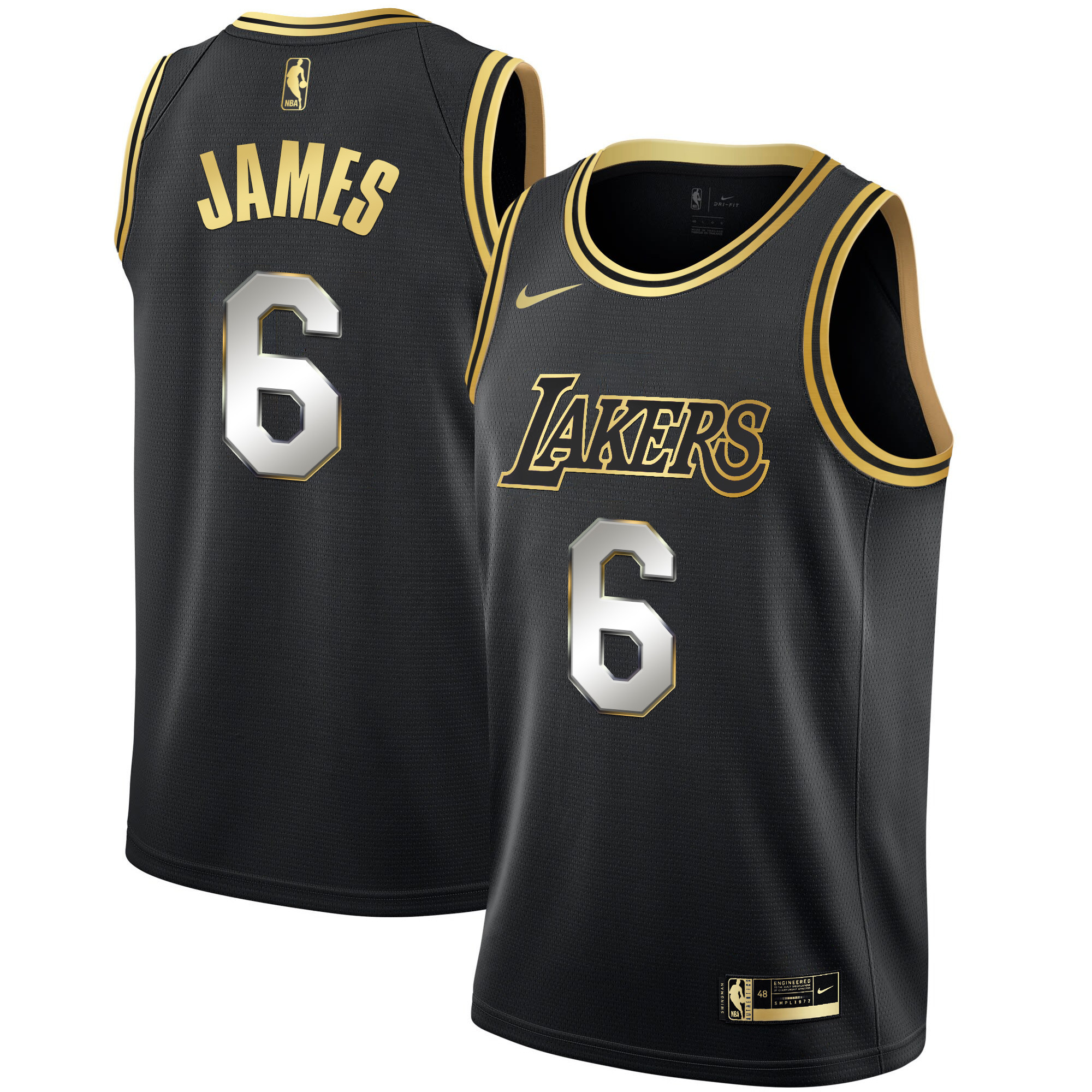 LeBron James Men's Los Angeles Lakers Black Limited & Black Gold Jersey - All Stitched