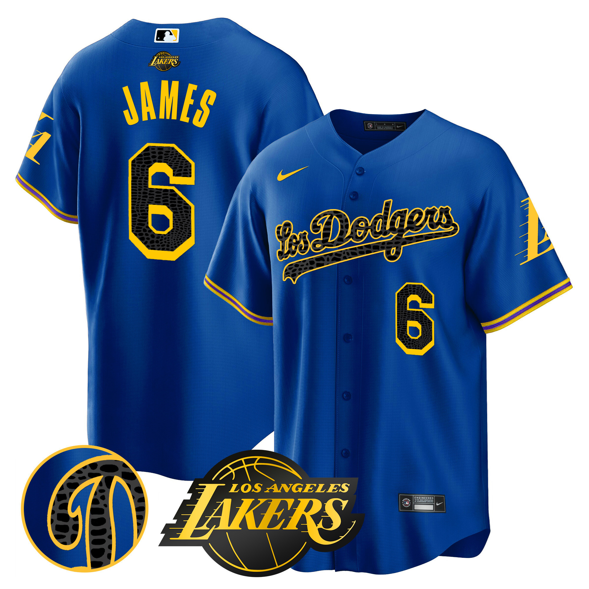 LeBron James Men's Los Los Angeles Dodgers Cool Base Mamba Royal Jersey - All Stitched