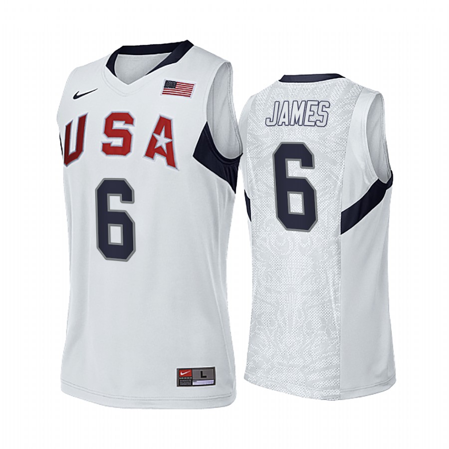 LeBron James USA #6 White 2008 Summer Olympics Gold Winner Jersey