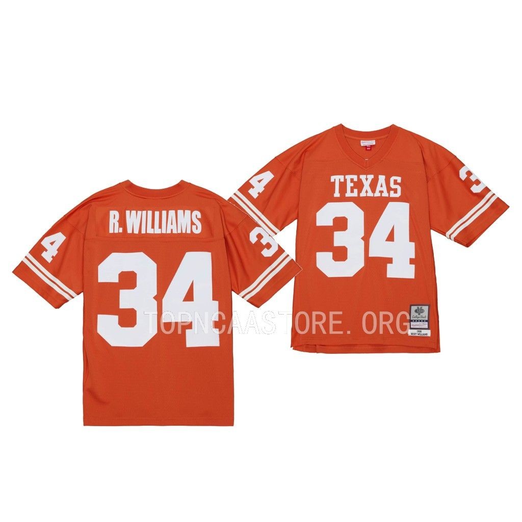 Legacy Ricky Williams Texas Longhorns #34 Orange At Austin 1998 Jersey Men's