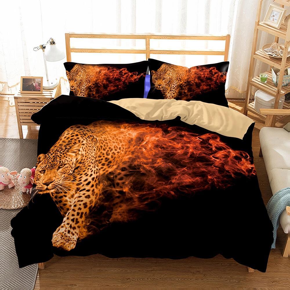 Leopard Out Of Themoke 3D Customized Duvet Cover Bedding Set