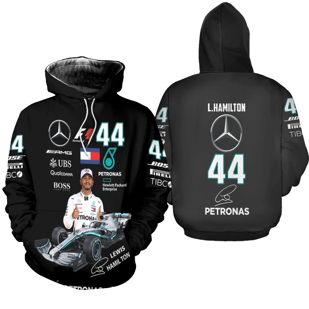Lewis Hamilton Mercedes Signed Printed Hoodie Black Hoodie