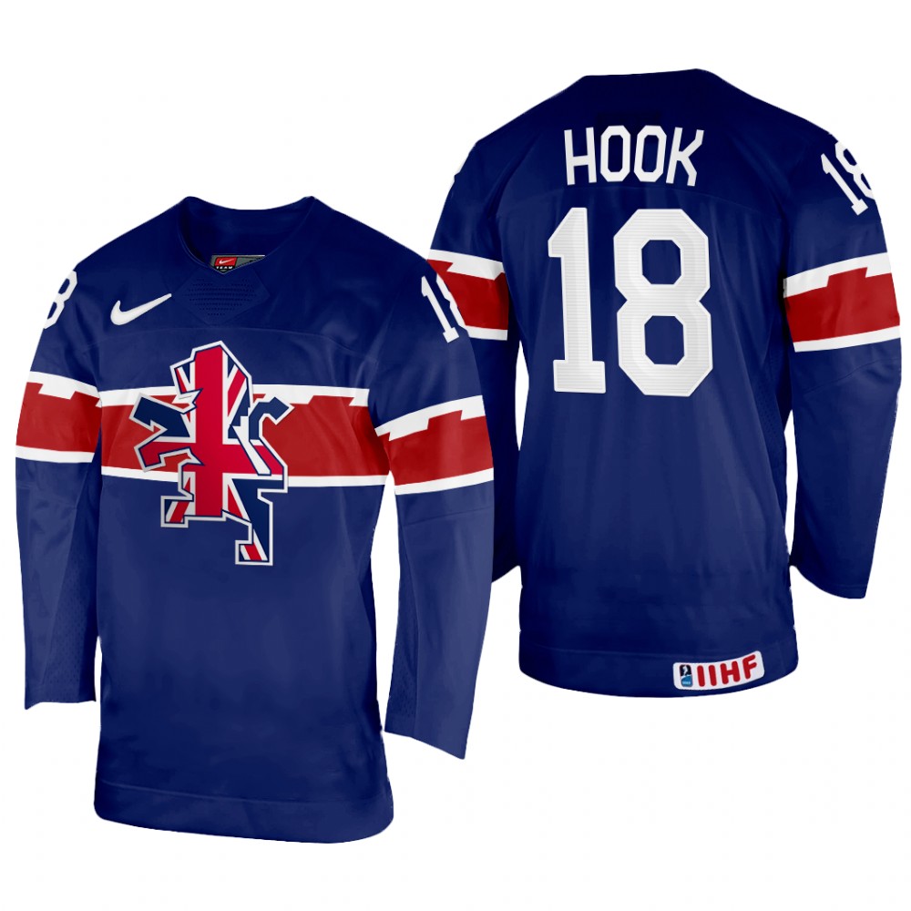 Lewis Hook Great Britain Navy Away Jersey 2022 IIHF World Championship