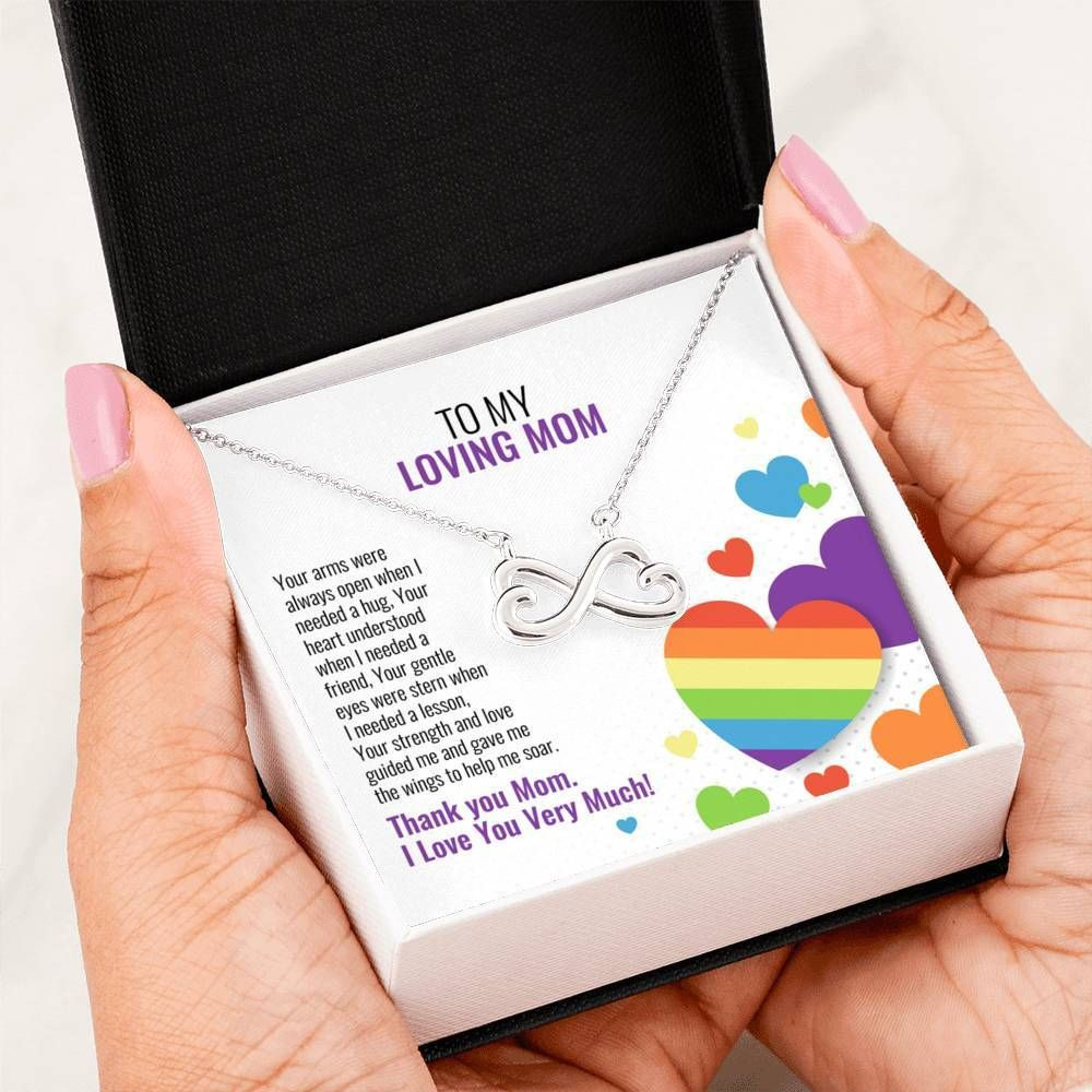 LGBT Gift For Mom I Love You Very Much Silver Infinity Heart Necklace
