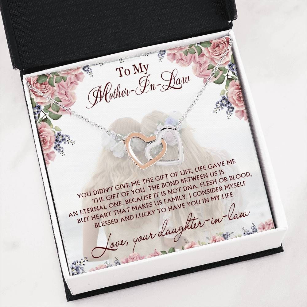 Life Gave Me The Gift Of You Interlocking Hearts Necklace For Mother In Law