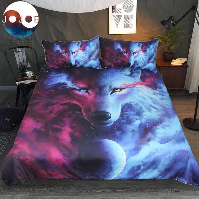 Light And Dark Wolf 3D Customized Duvet Cover Bedding Set