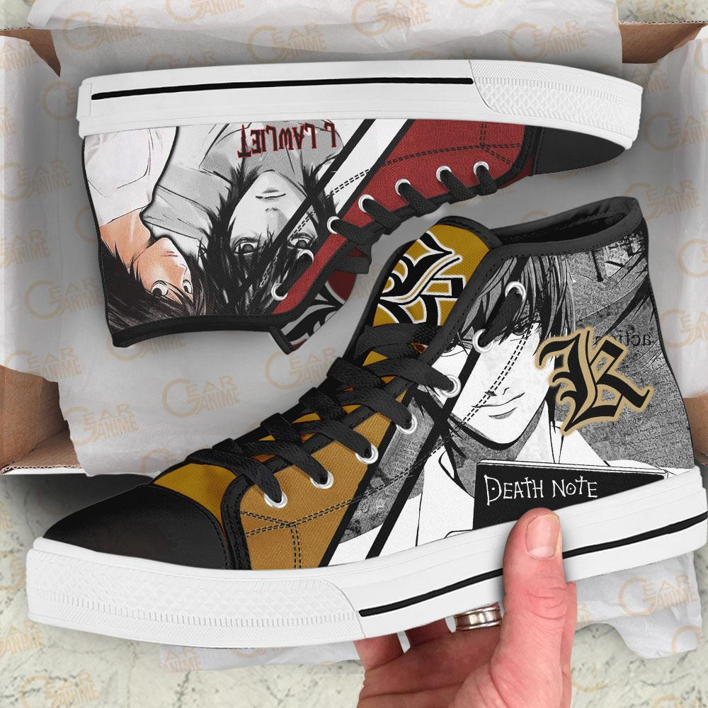 Light Yagami and L Lawliet High Top Shoes Custom Death Note Anime Sneakers