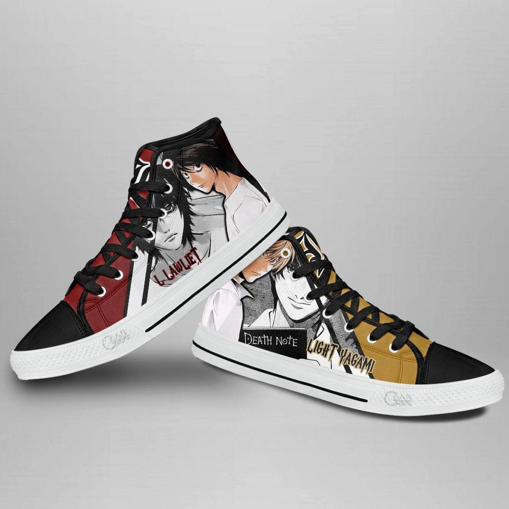 Light Yagami and L Lawliet High Top Shoes Custom Death Note Anime Sneakers