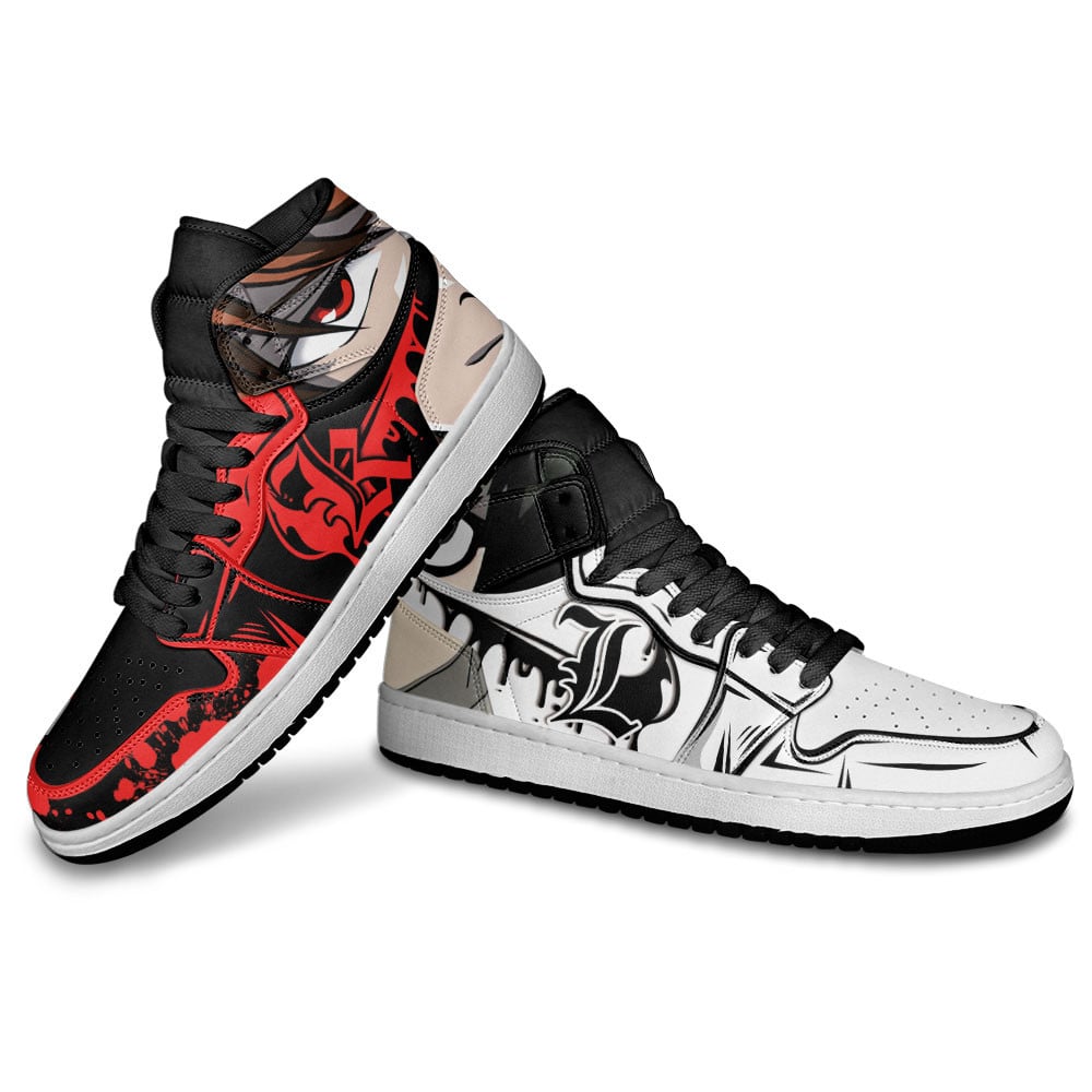 Light Yagami and L Lawliet JD1s Sneakers Death Note Anime Shoes, Air Jordan Hightop