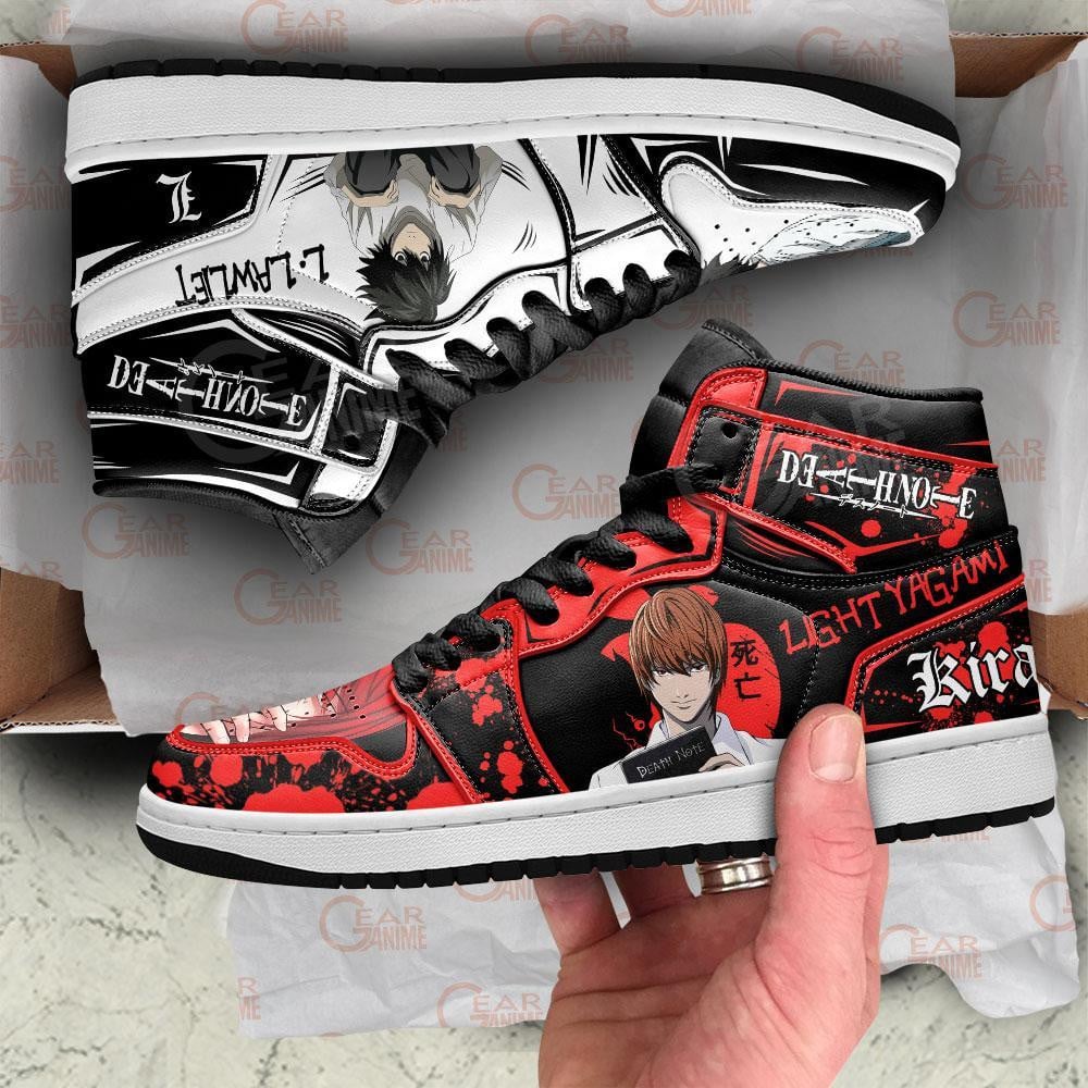 Light Yagami and L Lawliet JD1s Sneakers Death Note Anime Shoes, Air Jordan Hightop