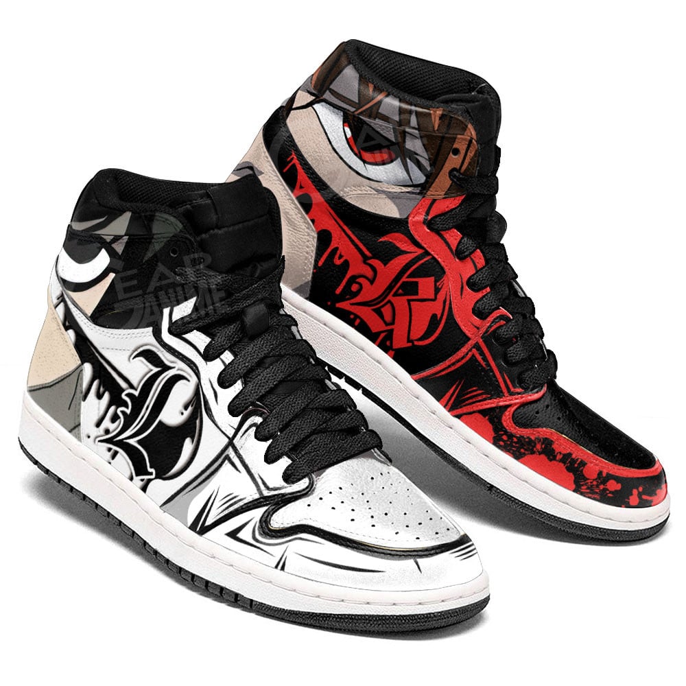 Light Yagami and L Lawliet JD1s Sneakers Death Note Anime Shoes, Air Jordan Hightop