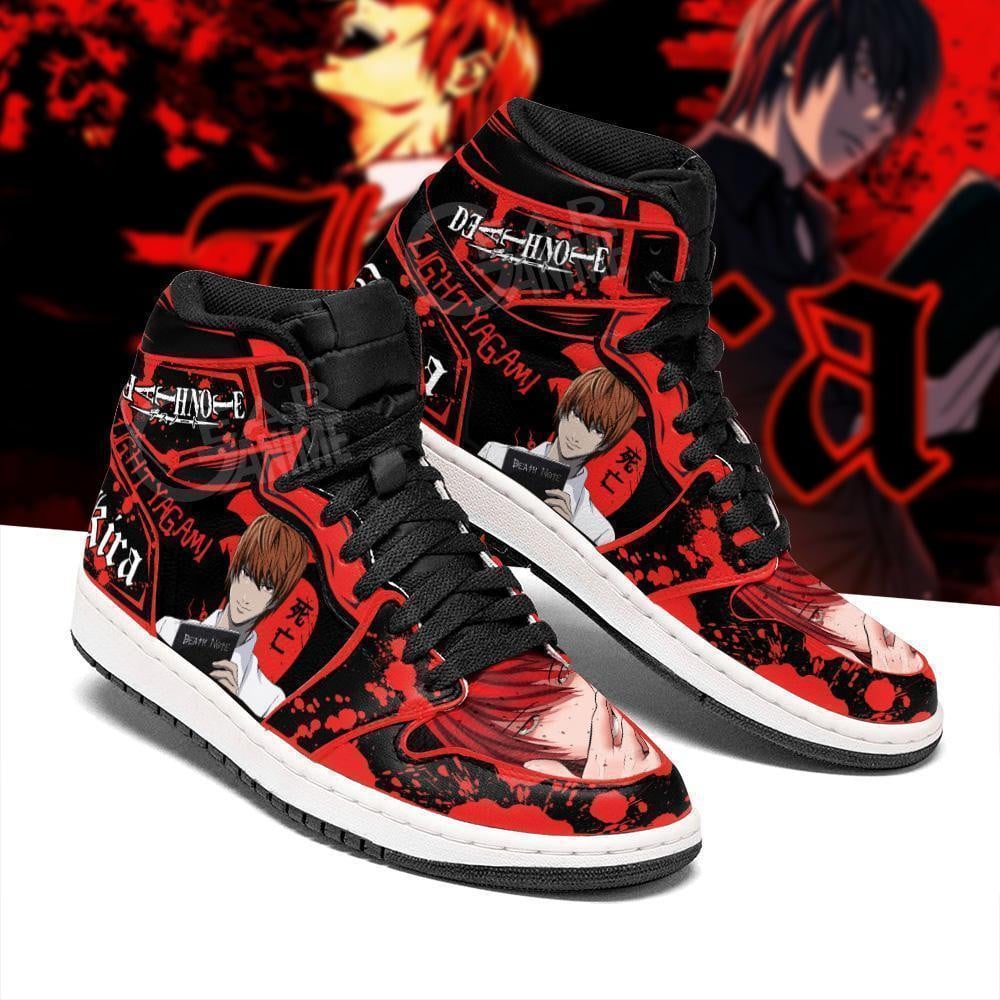 Light Yagami JD1s Sneakers Red Death Note Anime Shoes Fan, Air Jordan Hightop
