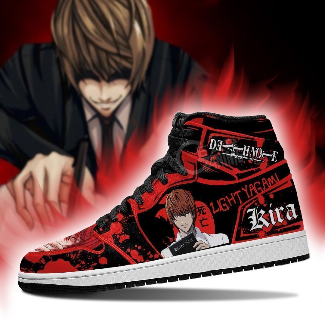 Light Yagami JD1s Sneakers Red Death Note Anime Shoes Fan, Air Jordan Hightop
