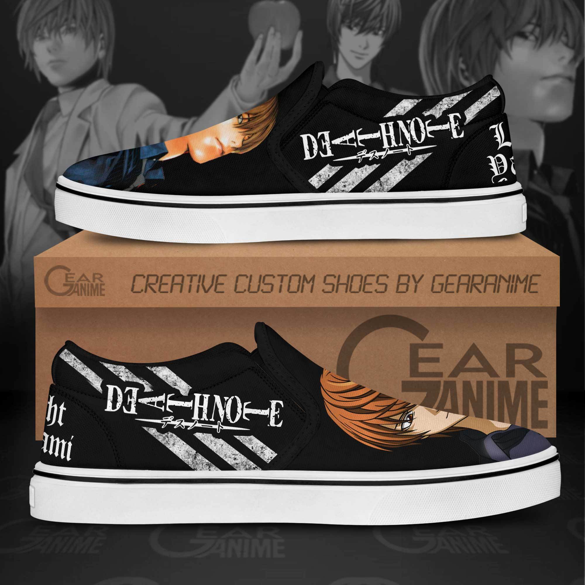 Light Yagami Slip-On Shoes Canvas Death Note Custom Anime Shoes