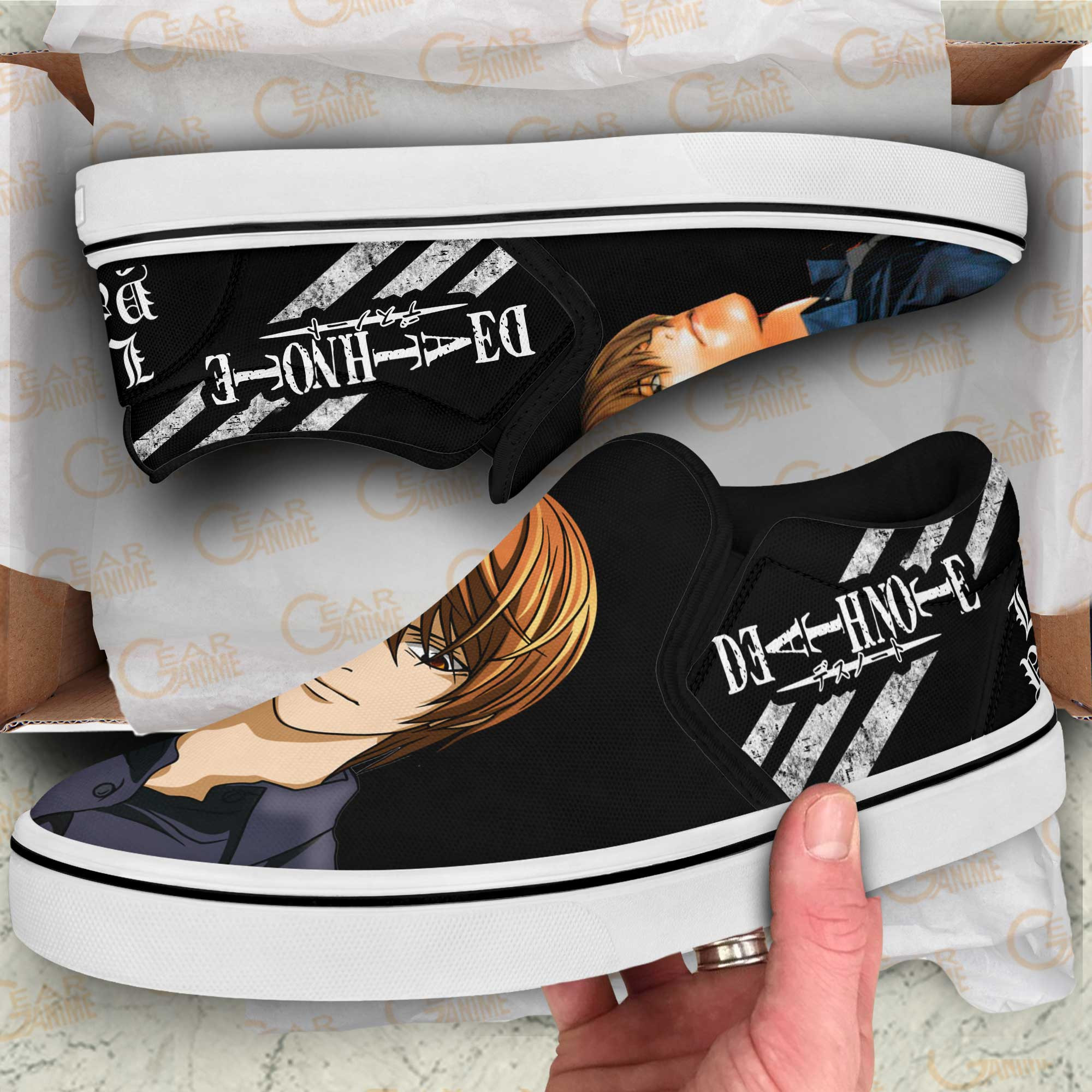 Light Yagami Slip-On Shoes Canvas Death Note Custom Anime Shoes