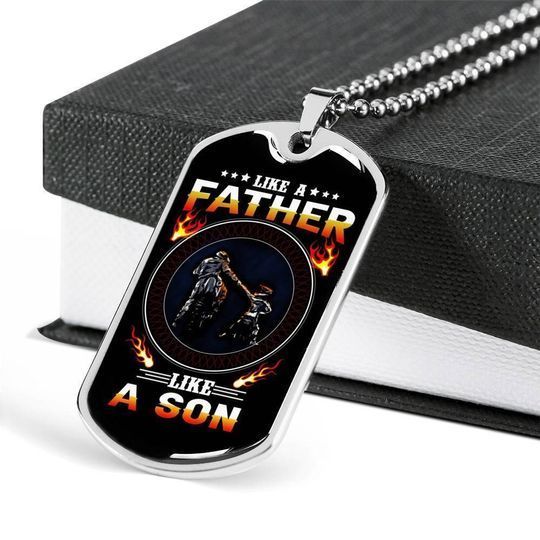 Like A Father Like A Son Dog Tag Necklace Gift For Daddy