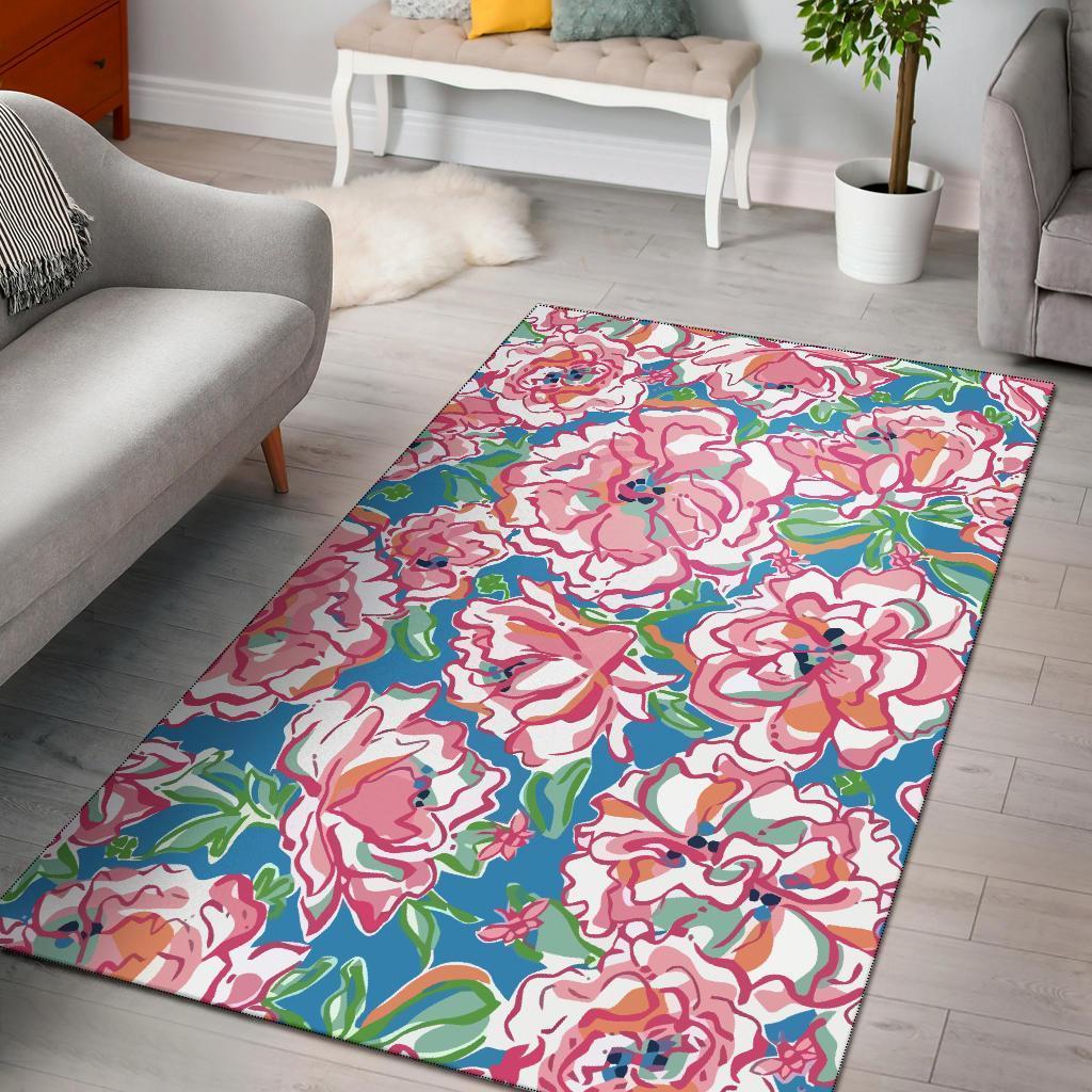Lilly Pulitzer Flower Pink Flamingo Area Rectangle Rug