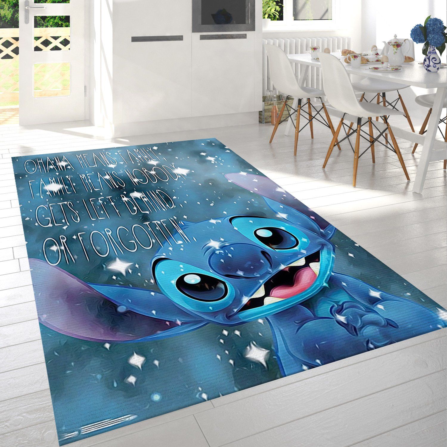 Lilo And Stitch Ohana Rectangle Rug – Custom Size And Printing