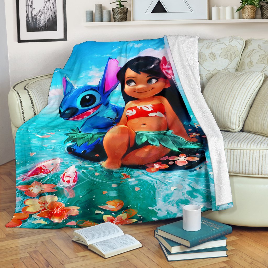 Lilo And Stitch Sherpa Blanket Cozy Blanket Fleece Blanket