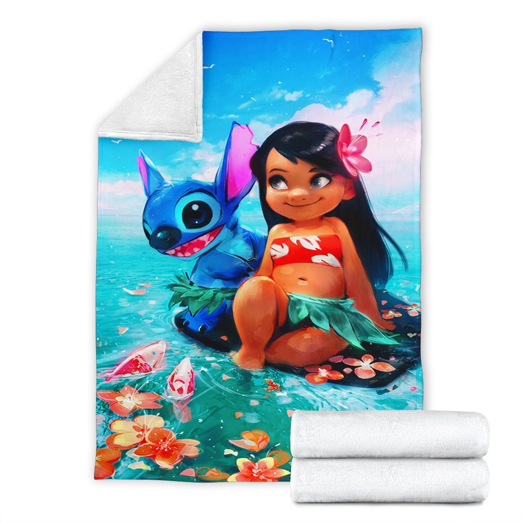 Lilo And Stitch Sherpa Blanket Cozy Blanket Fleece Blanket
