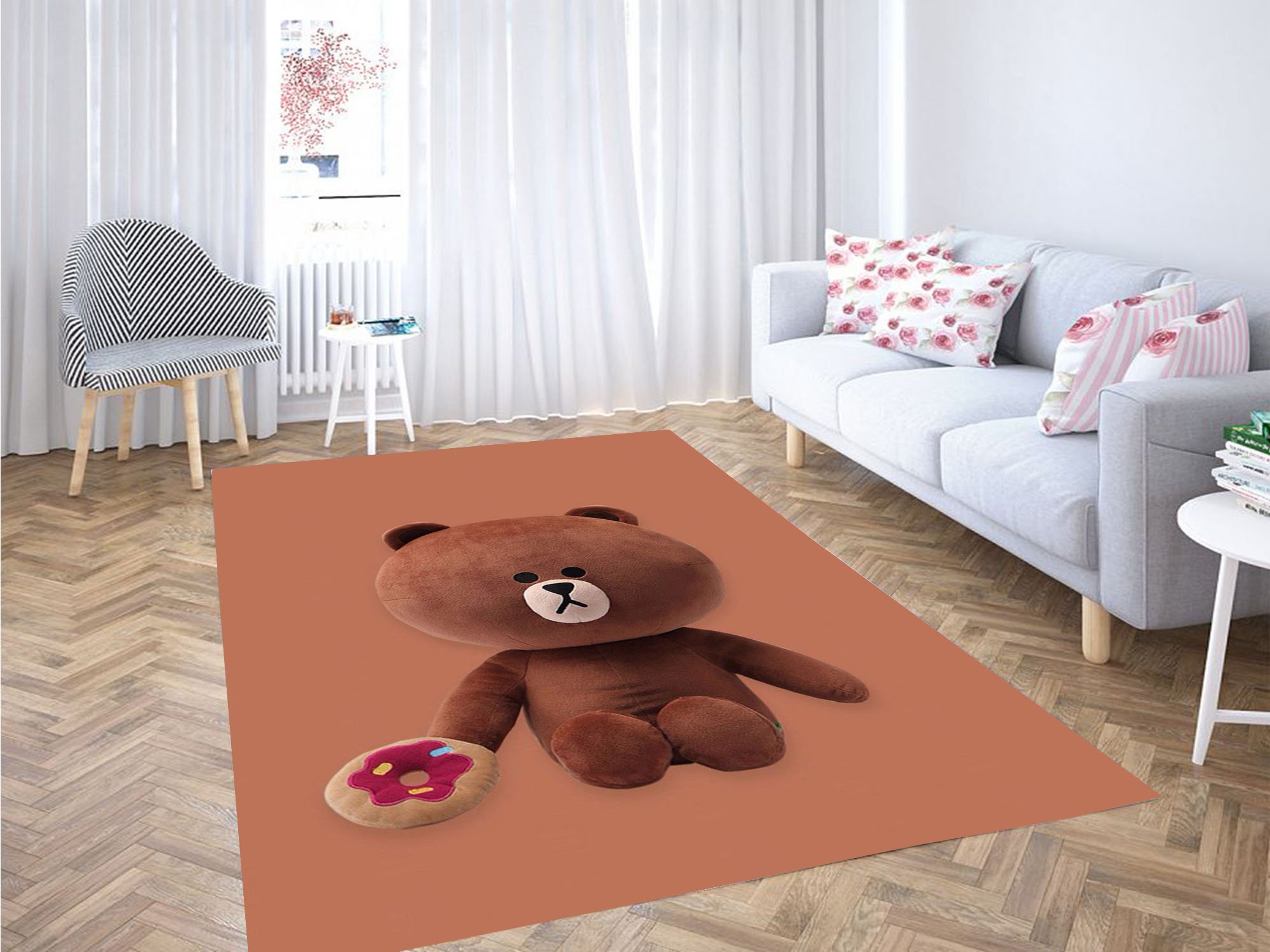 Line Icon Bear Carpet Rectangle Rug
