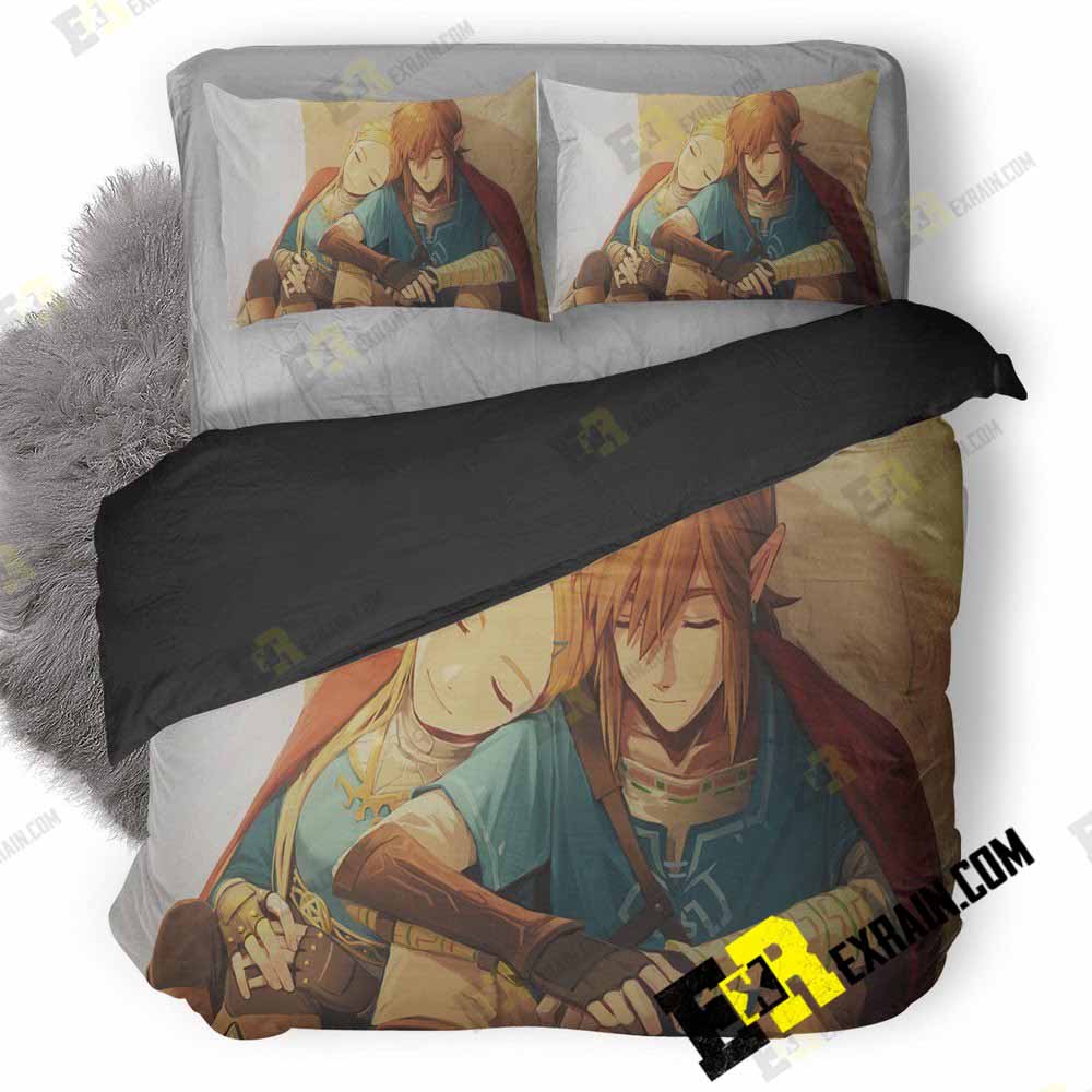 Link And Zelda In The Legend Of Zelda Breath Of The Wild Game Artwork Kp 3D Customized Duvet Cover Bedding Set