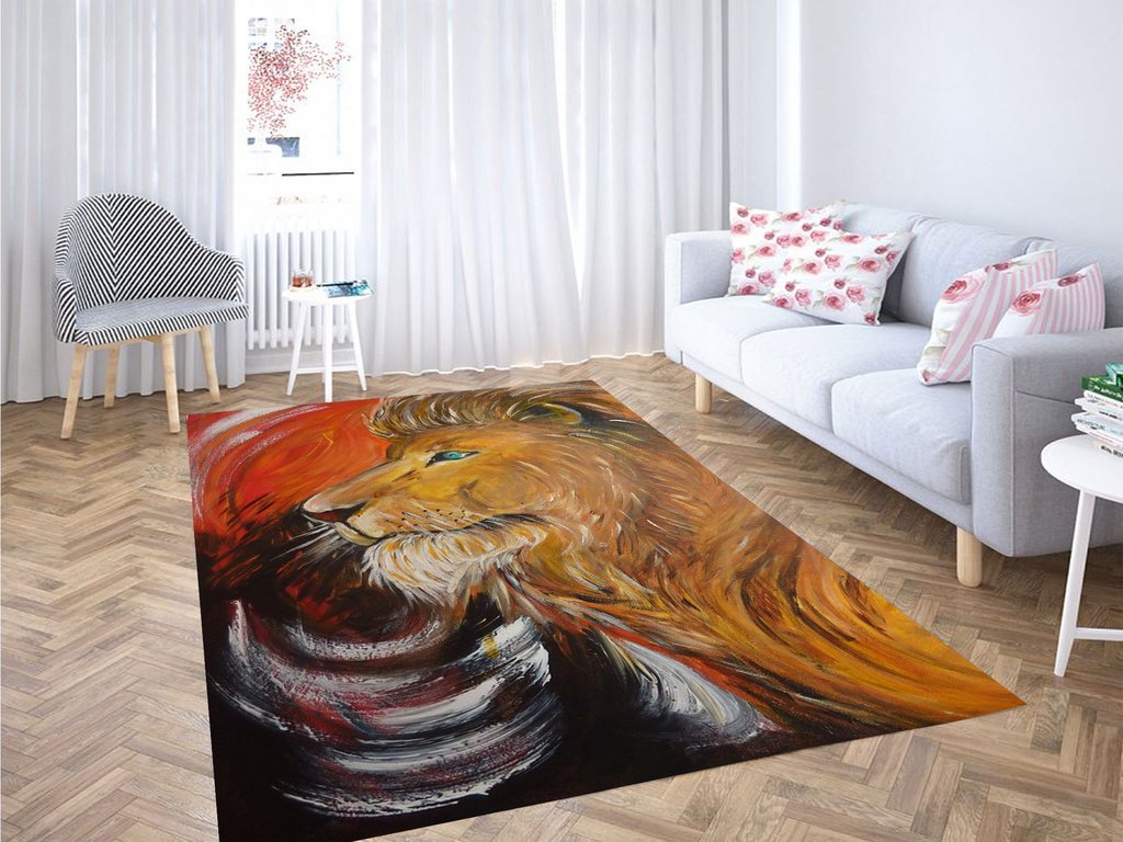 Lion Painting Living Room Modern Carpet Rectangle Rug