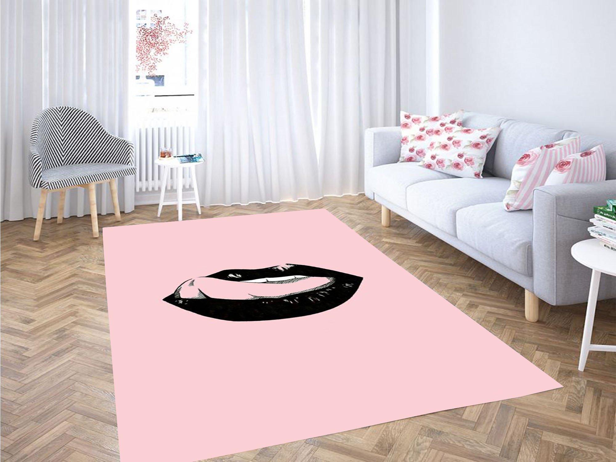 Lip Pink Wallpaper Carpet Rectangle Rug