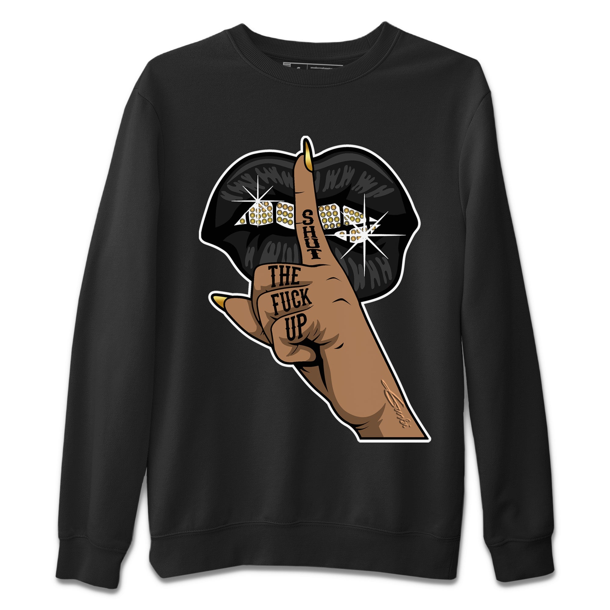 Lips Hand Unisex Sweater – Air Jordan 12 Black Taxi, Sneakers Matching Sweater