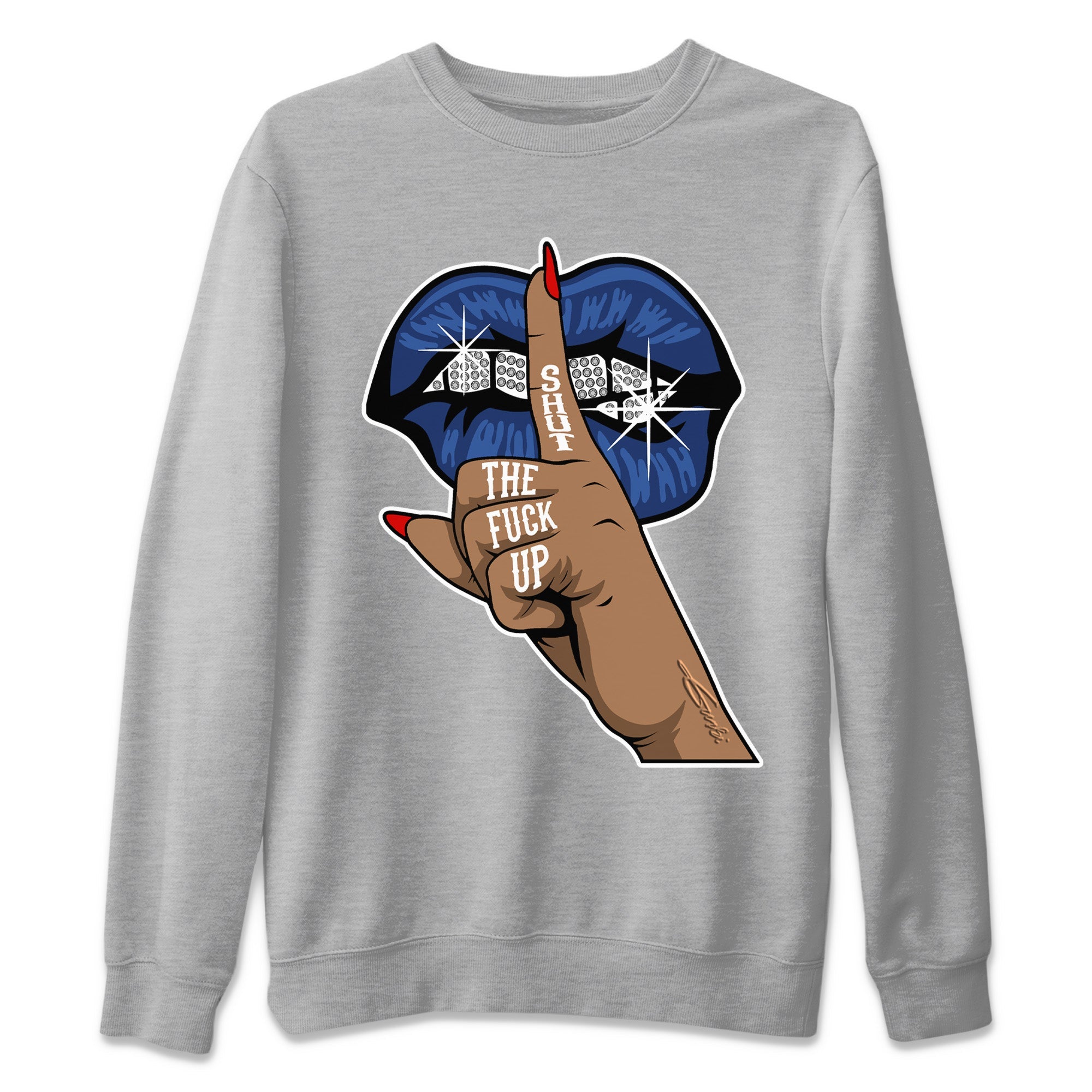 Lips Hand Unisex Sweater – Air Jordan 13 French Blue, Sneakers Matching Sweater