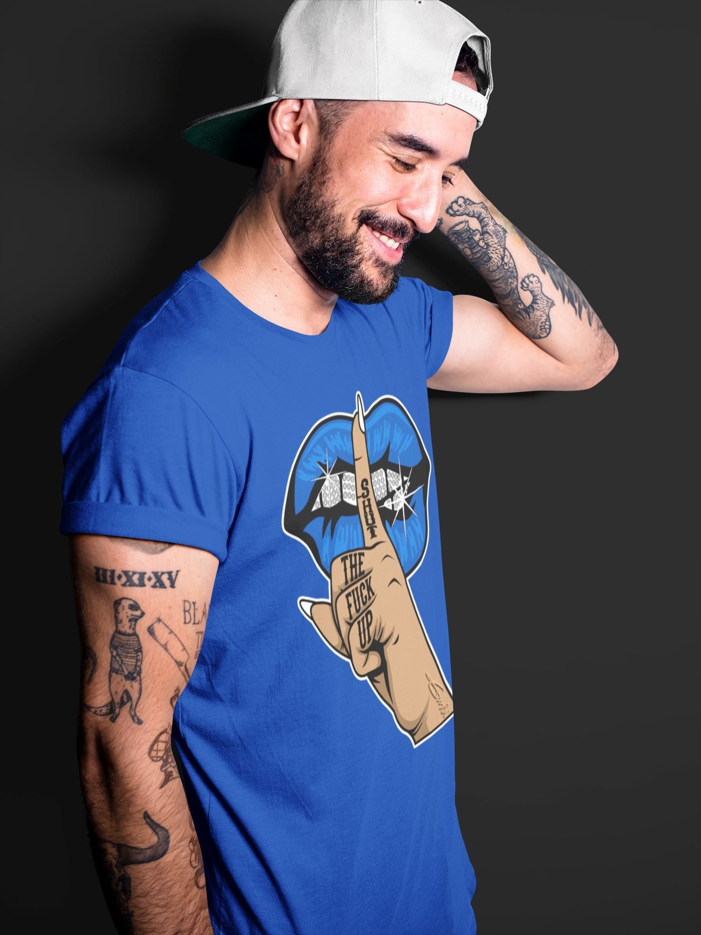 Lips Hand Unisex Sweater – Air Jordan 5 Racer Blue, Sneakers Matching Sweater