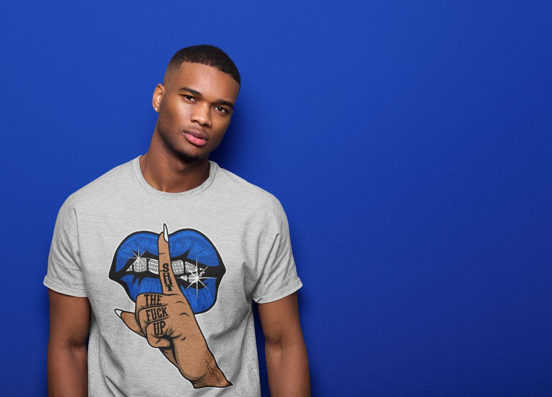 Lips Hand Unisex Sweater – Air Jordan 5 Racer Blue, Sneakers Matching Sweater
