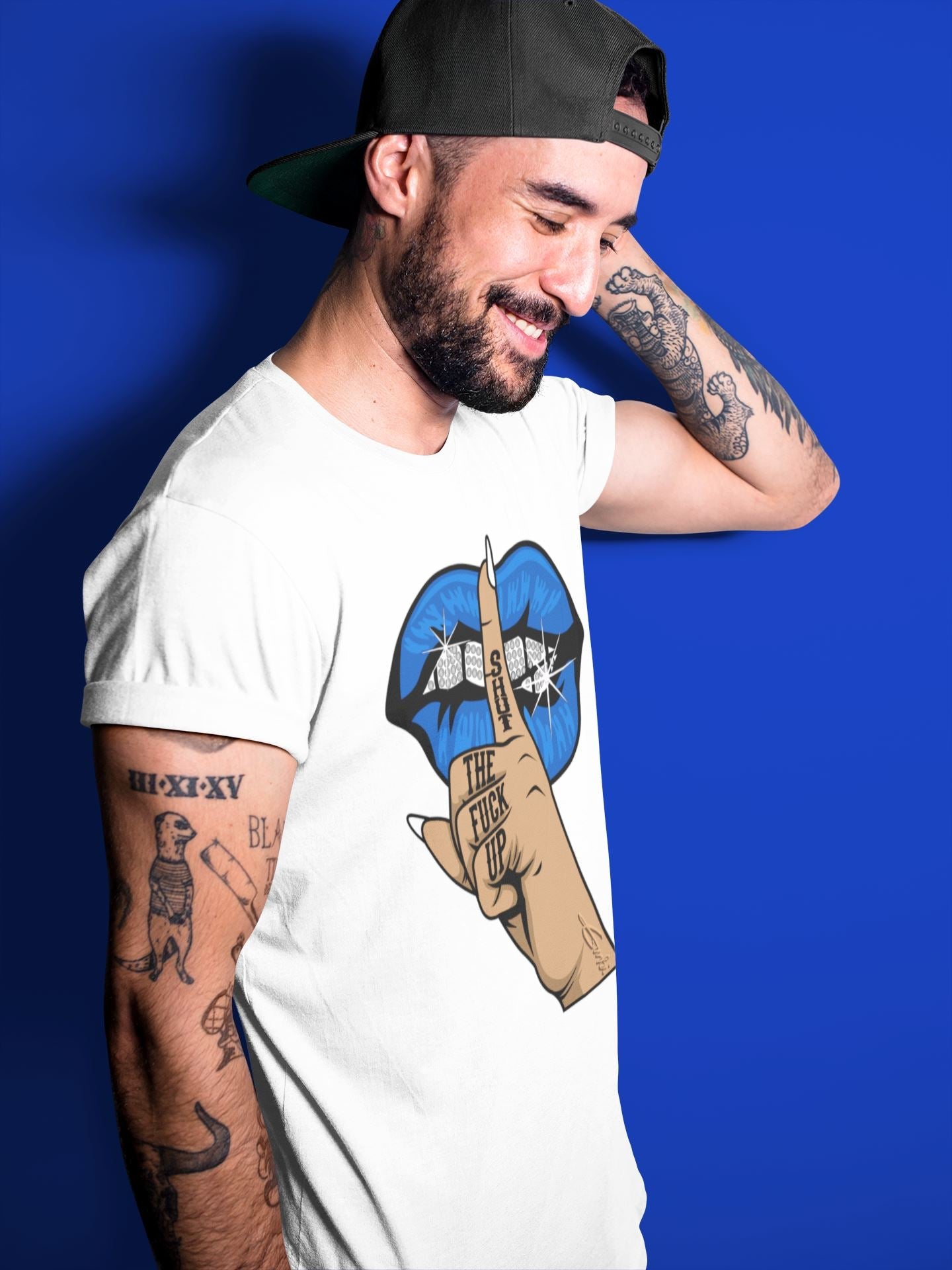 Lips Hand Unisex Sweater – Air Jordan 5 Racer Blue, Sneakers Matching Sweater
