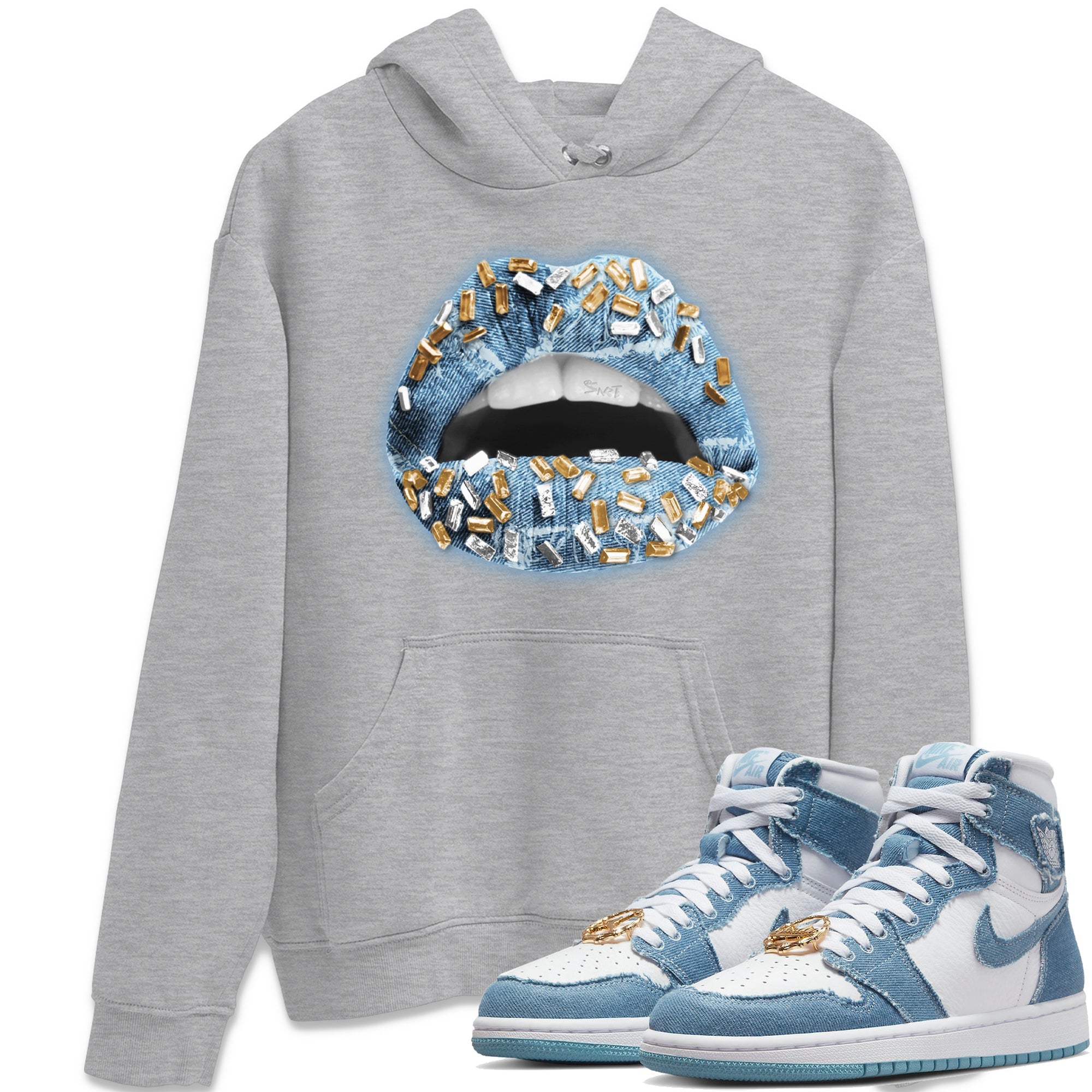 Lips Jewel Unisex Hoodie – Air Jordan 1 Denim
