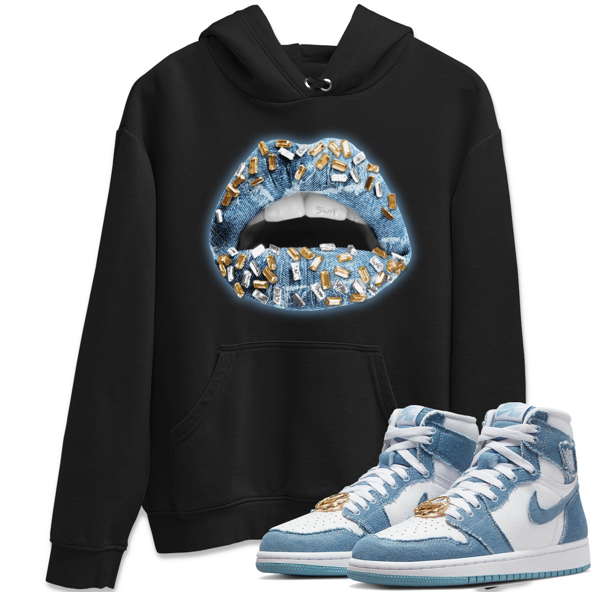 Lips Jewel Unisex Hoodie – Air Jordan 1 Denim