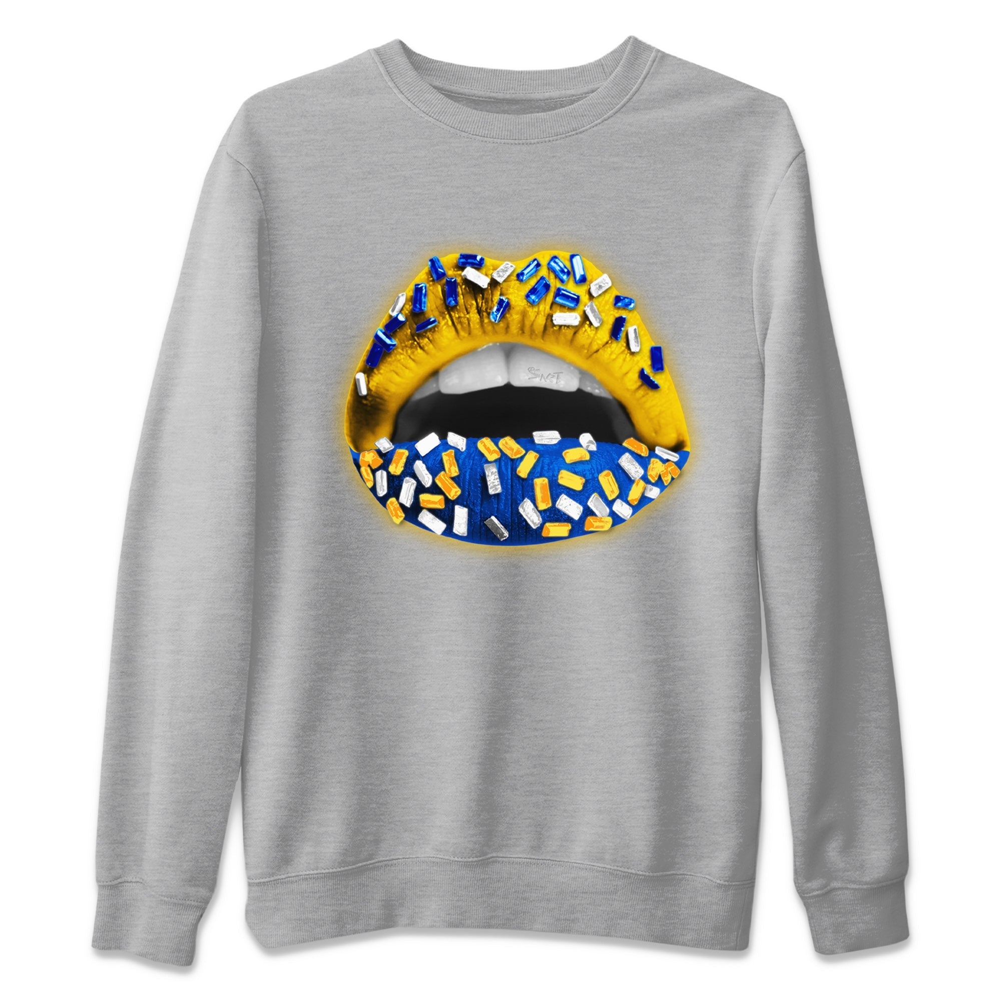 Lips Jewel Unisex Sweater – Air Jordan 1 Game Royal Varsity Maize, Sneakers Matching Sweater