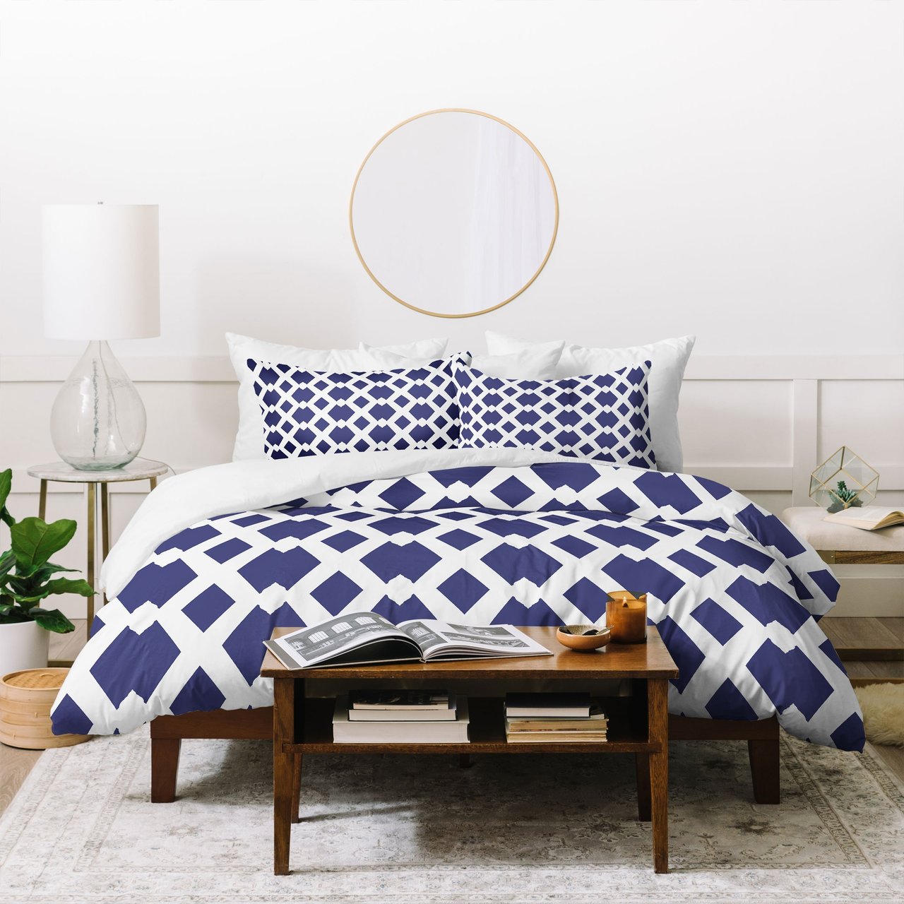 Lisa Argyropoulos Daffy Lattice Navy Duvet Cover Bedding Set
